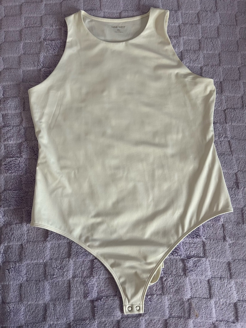 Nine West Ivory High Neck Sleeveless Tank Style Body Suit Size XL